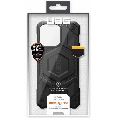 Чехол накладка UAG Monarch Leather MagSafe iPhone 14 Pro Max Черная