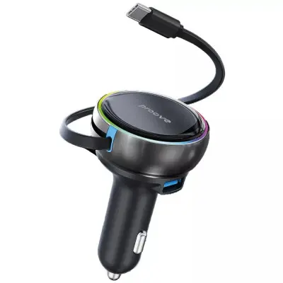 Автомобільний зарядний пристрій Proove Hammer 81W 1USB + 1PD (+Type-C) + Кабель Type-C Black, Чорний