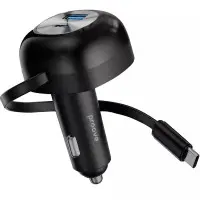 Автомобильное зарядное устройство Proove Pulsar 65W 1USB + 1PD + Кабель Type-C Black, Чёрный Автомобильное зарядное устройство Proove Pulsar 65W 1USB + 1PD + Кабель Type-C Black, Чёрный