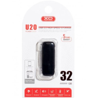 Флеш пам\'ять USB 32Gb XO U20 Black, Чорний