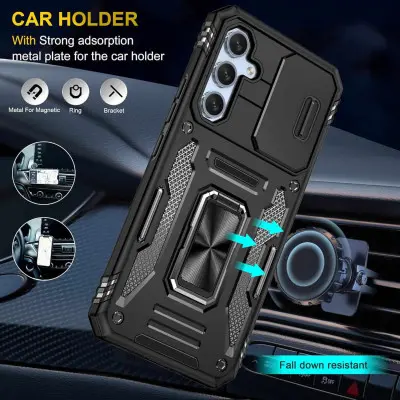 Чехол накладка Camshield Army Ring Samsung A546 (A54 5G) Черная