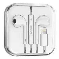 Провідні вакуумні навушники-гарнітура Borofone BM56 Lightning BT 5.0 White, білий Провідні вакуумні навушники-гарнітура Borofone BM56 Lightning BT 5.0 White, білий