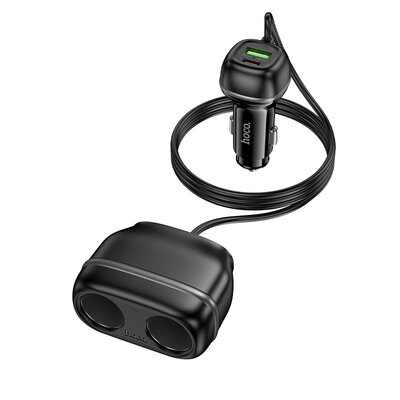 Автомобильное зарядное устройство HOCO Z59 Rank 48W PD30W+QC3.0 dual cigarette lighter slot Черный