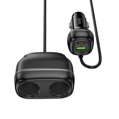 Автомобильное зарядное устройство HOCO Z59 Rank 48W PD30W+QC3.0 dual cigarette lighter slot Черный