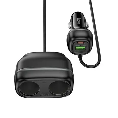 Автомобильное зарядное устройство HOCO Z59 Rank 48W PD30W+QC3.0 dual cigarette lighter slot Черный