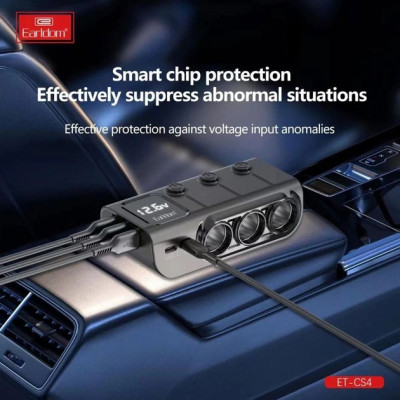Автомобильное зарядное устройство Разветвитель Earldom ES-CS4 3.1 A Черный