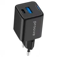Сетевое зарядное устройство Proove Pocket GAN 25W (Type-C+USB) Black, Черный
