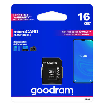 Карта пам'яті Micro SD 16Gb GoodRam Class10+SD adapter