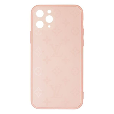 Чехол накладка Glass LV iPhone 12 Пудровая