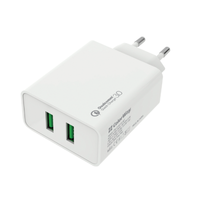 Мережевий зарядний пристрій Colorway 2USB Quick Charge 3.0 (36W) White, Білий