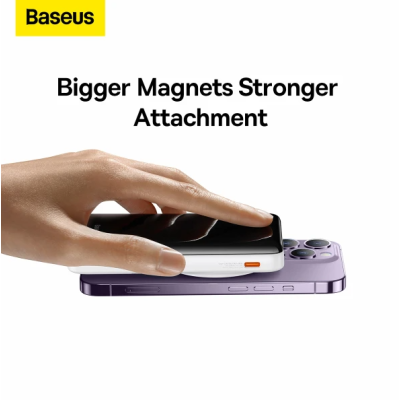 Универсальная мобильная батарея Повербанк Baseus Magnetic Bracket 3in1 10000mAh 20W с Беспроводной зарядкой Qi 15W Белый