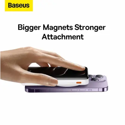 Універсальна мобільна батарея Повербанк Baseus Magnetic Bracket Oversesas 10000mAh 20W з бездротовою зарядкою Qi 15W Білий