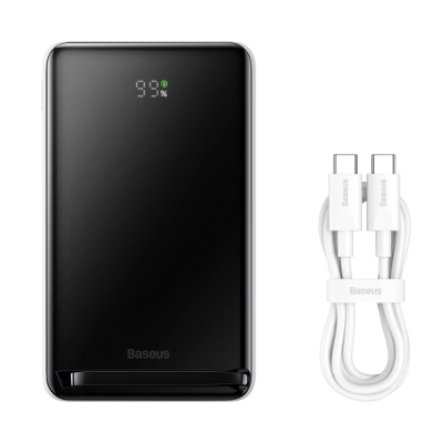 Универсальная мобильная батарея Повербанк Baseus Magnetic Bracket 3in1 10000mAh 20W с Беспроводной зарядкой Qi 15W Белый
