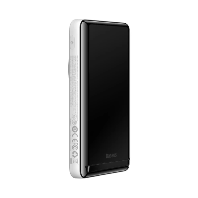 Универсальная мобильная батарея Повербанк Baseus Magnetic Bracket 3in1 10000mAh 20W с Беспроводной зарядкой Qi 15W Белый