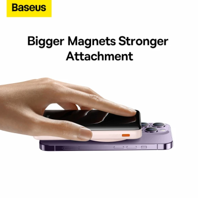 Універсальна мобільна батарея Повербанк Baseus Magnetic Bracket 3in1 10000mAh 20W 3A QC3.0+PD3.0 з бездротовою зарядкою Qi 15W Рожевий