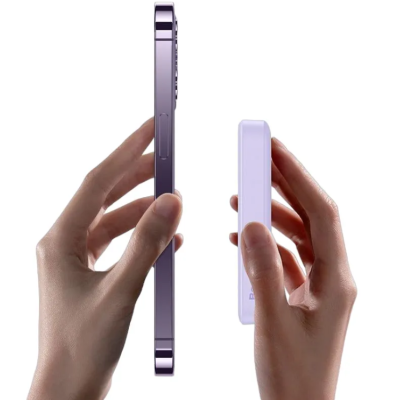 Универсальная мобильная батарея Повербанк Baseus Magnetic Mini Wireless Fast Charge 2in1 10000mAh 20W 2.4A QC3.0+PD3.0 с беспроводной зарядкой Qi 15W Фиолетовый