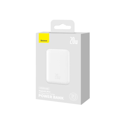 Універсальна мобільна батарея Повербанк Baseus Magnetic Mini Wireless Fast Charge 2in1 10000mAh 20W 2.4A QC3.0+PD3.0 з Бездротовою зарядкою Qi 15W Білий