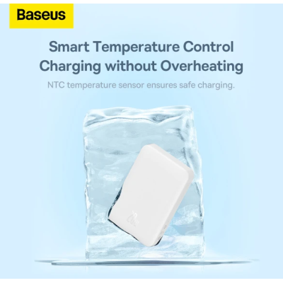 Универсальная мобильная батарея Повербанк Baseus Magnetic Mini Wireless Fast Charge 2in1 10000mAh 20W 2.4A QC3.0+PD3.0 с беспроводной зарядкой Qi 15W Белый