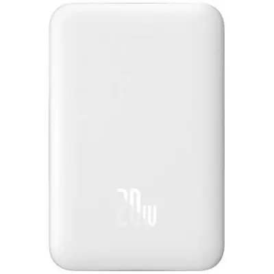 Універсальна мобільна батарея Повербанк Baseus Magnetic Mini Wireless Fast Charge 2in1 10000mAh 20W 2.4A QC3.0+PD3.0 з Бездротовою зарядкою Qi 15W Білий