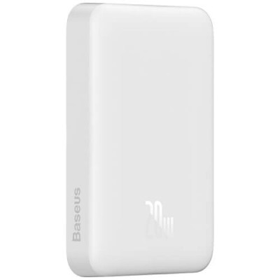 Универсальная мобильная батарея Повербанк Baseus Magnetic Mini Wireless Fast Charge 2in1 10000mAh 20W 2.4A QC3.0+PD3.0 с беспроводной зарядкой Qi 15W Белый