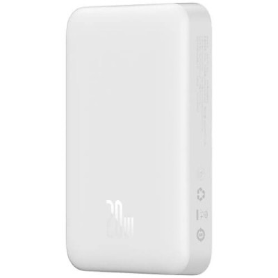 Универсальная мобильная батарея Повербанк Baseus Magnetic Mini Wireless Fast Charge 2in1 10000mAh 20W 2.4A QC3.0+PD3.0 с беспроводной зарядкой Qi 15W Белый