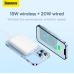 Универсальная мобильная батарея Повербанк Baseus Magnetic Mini Wireless Fast Charge 2in1 10000mAh 20W 2.4A QC3.0+PD3.0 с беспроводной зарядкой Qi 15W Белый