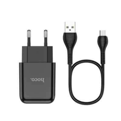 Мережевий зарядний пристрій Hoco N2 Vigor 1USB 2A+ MicroUSB Чорний