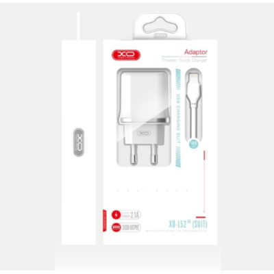 Сетевое зарядное устройство XO Type-C 2USB 2.1A (L52) White, Белый