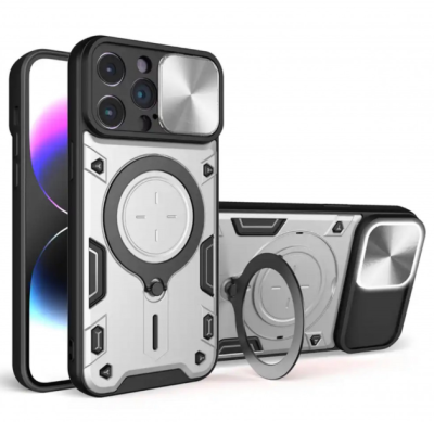 Чехол накладка Protective Stand iPhone 13 Серебряная