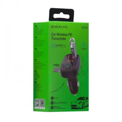 FM Трансмітер Borofone DE35 QC3.0 Black, Чорний