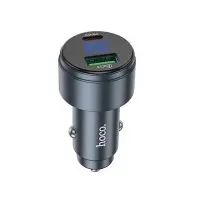 Автомобільний зарядний пристрій Hoco Z57B (USB+Type-C) Display 63W Grey, Cірий