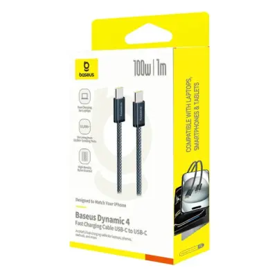 Кабель Baseus Dynamic 4 Fast Type-C to Type-C 100W 1м Чорний (Cosmic Black) Кабель Baseus Dynamic 4 Fast Type-C to Type-C 100W 1м Чорний (Cosmic Black)