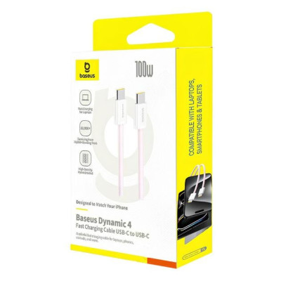 Кабель Baseus Dynamic 4 Fast Type-C to Type-C 100W 1м Розовый