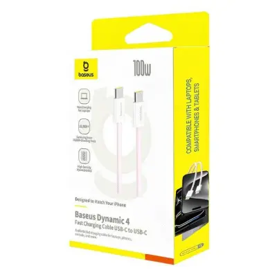 Кабель Baseus Dynamic 4 Fast Type-C to Type-C 100W 1м Рожевий Кабель Baseus Dynamic 4 Fast Type-C to Type-C 100W 1м Рожевий