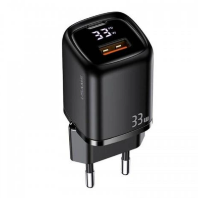 Мережевий зарядний пристрій T46 (US-CC152) USB-A/USB-C QC&PD3.0  33W Black, Чорний