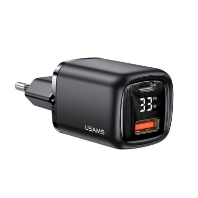 Мережевий зарядний пристрій T46 (US-CC152) USB-A/USB-C QC&PD3.0  33W Black, Чорний
