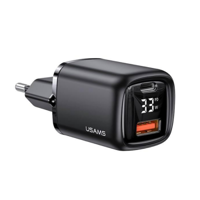 Мережевий зарядний пристрій T46 (US-CC152) USB-A/USB-C QC&PD3.0 33W Black, Чорний