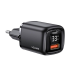 Мережевий зарядний пристрій T46 (US-CC152) USB-A/USB-C QC&PD3.0 33W Black, Чорний