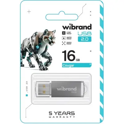 Флеш пам'ять 16Gb Wibrand Cougar USB 2.0  Срібний