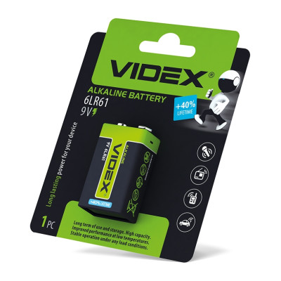Батарейка ViDEX 6LR61 (Крона) 9V лужна