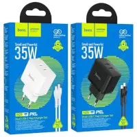 Сетевое зарядное устройство N29 PD+QC3.0 35W + Кабель Type-C to Lightning Black, Черный