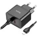 Мережевий зарядний пристрій Hoco N29 PD+QC3.0 35W + Кабель Type-C to Lightning Black, Чорний