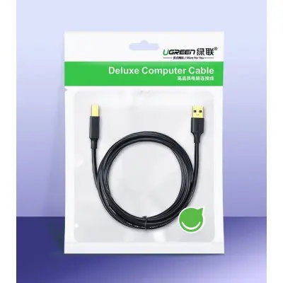 USB кабель для принтера Ugreen US135 AM-BM 1м Black, Черный