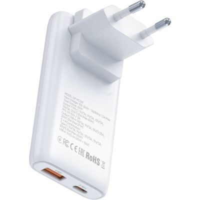 Мережевий зарядний пристрій Gelius VoltX GP-HC067 GaN 65W 1PD+1USB White, Білий