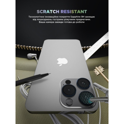 Захисне скло на камеру ArmorStandart Black Icon  iPhone 15 Pro/15 Pro Max Синій Титан