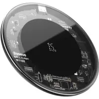 Бездротовий зарядний пристрій Baseus Simple Crystal 15W Black, Чорний
