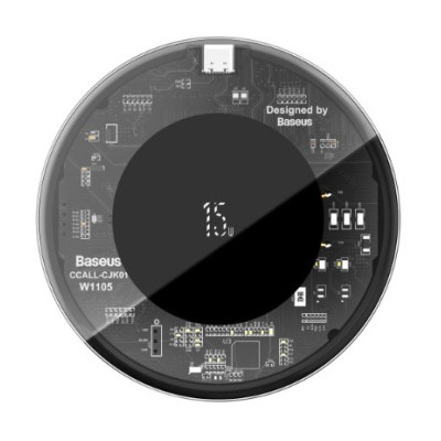 Беспроводное зарядное устройство Baseus Simple Crystal 15W Black, Черный