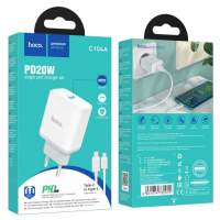 Мережевий зарядний пристрій C104A PD 20W Type-C to Type-C White, Білий Мережевий зарядний пристрій C104A PD 20W Type-C to Type-C White, Білий