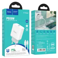 Сетевое зарядное устройство C104A PD 20W + Кабель Type-C to Type-C White, Белый