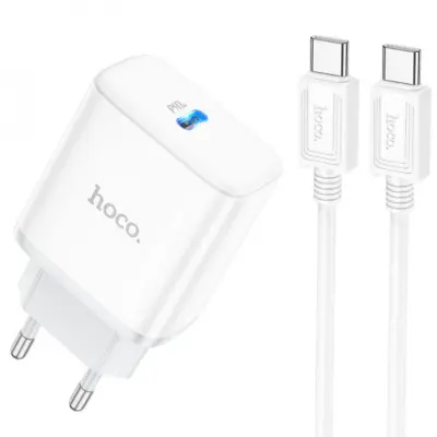 Сетевое зарядное устройство C104A PD 20W + Кабель Type-C to Type-C White, Белый